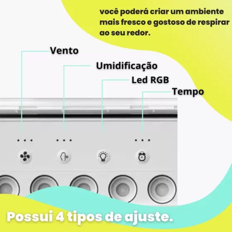 Mini Ventilador Portátil com Ventilador e Umidificador